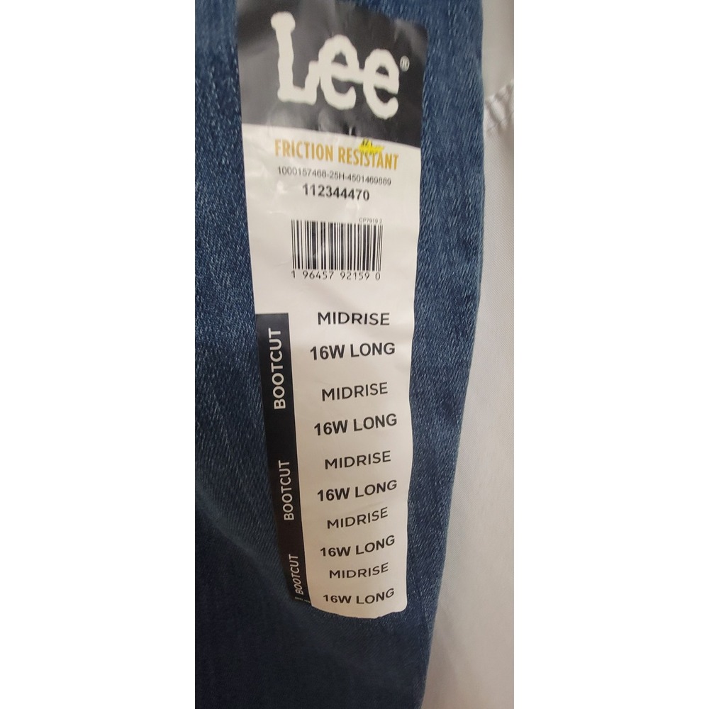 Lee Women's Midrise Boot Cut Blue Jeans Size 16 Long - Picture 9 of 11
